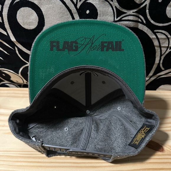 Flag Nor Fail Logo Limited Grey Wool Yupoong Snap Back Hat - Picture 3 of 3